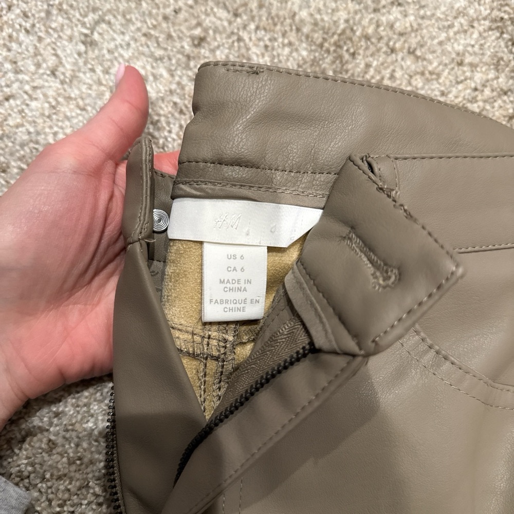 H&M Beige Leather Trousers